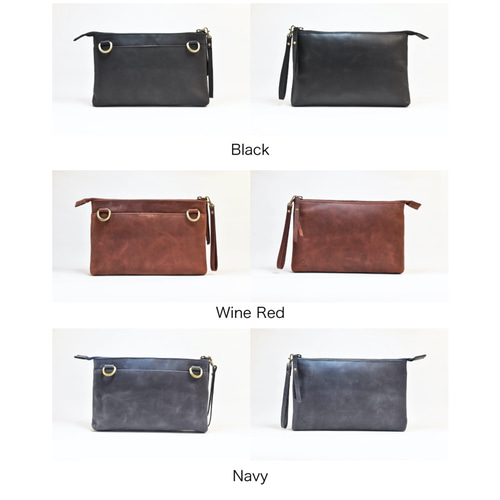 ハンドストラップ付き サコッシュ 本革 ミニ クラッチバッグ ポーチ