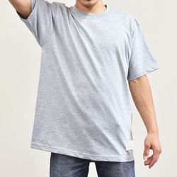 ※【限定価格1444円割引】スーパーヘビー クラシック 厚手 Tシャツ レザータグ 本革 グレー TP005 3枚目の画像