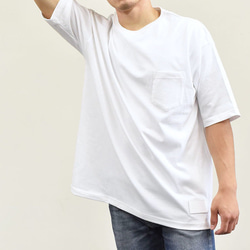 【限定価格1444円割引】ビックシルエット ポケット Tシャツ レザータグ 無地Tシャツ ホワイト TA001 1枚目の画像