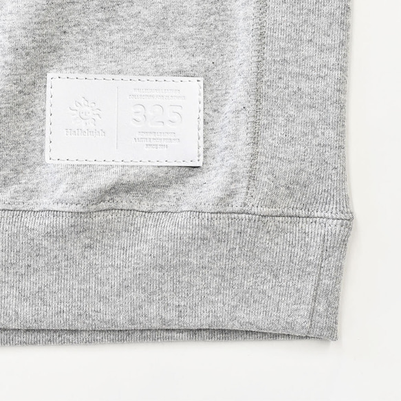售罄 側板羅紋純色 T 卹皮革吊牌短袖運動衫真皮灰色 TA003 第4張的照片