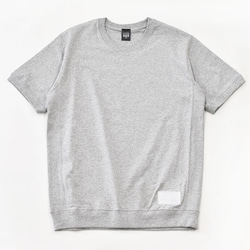 售罄 側板羅紋純色 T 卹皮革吊牌短袖運動衫真皮灰色 TA003 第5張的照片
