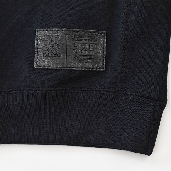 【限價1444日元優惠】側板羅紋素色T卹皮吊牌短袖運動衫真皮黑色TA003 第4張的照片