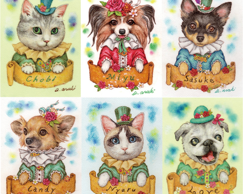 【ペット画ミニサイズ】オーダー制作　犬　猫　動物　イラスト 0_e3abf0cdf02dd36d95ae32a500a4