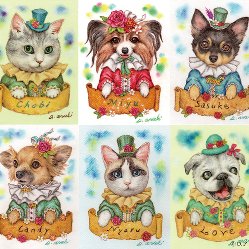 ペット画ミニサイズ【犬、猫、その他動物】 絵画 D.アラキ 通販