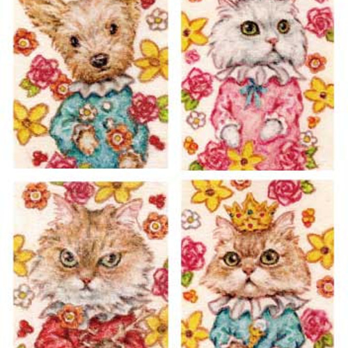 額縁無し】ペット画ミニサイズ【犬、猫、その他動物】 絵画 D