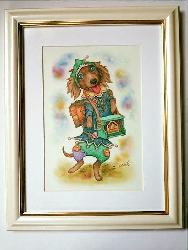 【原画】『雑貨屋ナッツ』（チワワ　犬　パステル画　絵画） 原画】『雑貨屋ナッツ』（チワワ 犬 パステル画 絵画） （チワワ