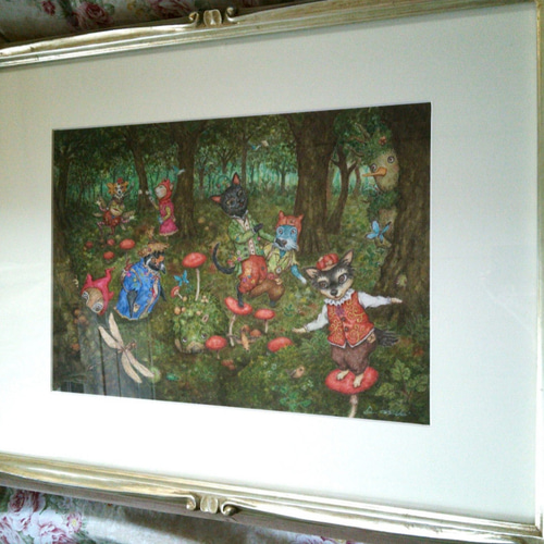 原画】『キノコワタリ』（動物・森・犬・猫・植物）