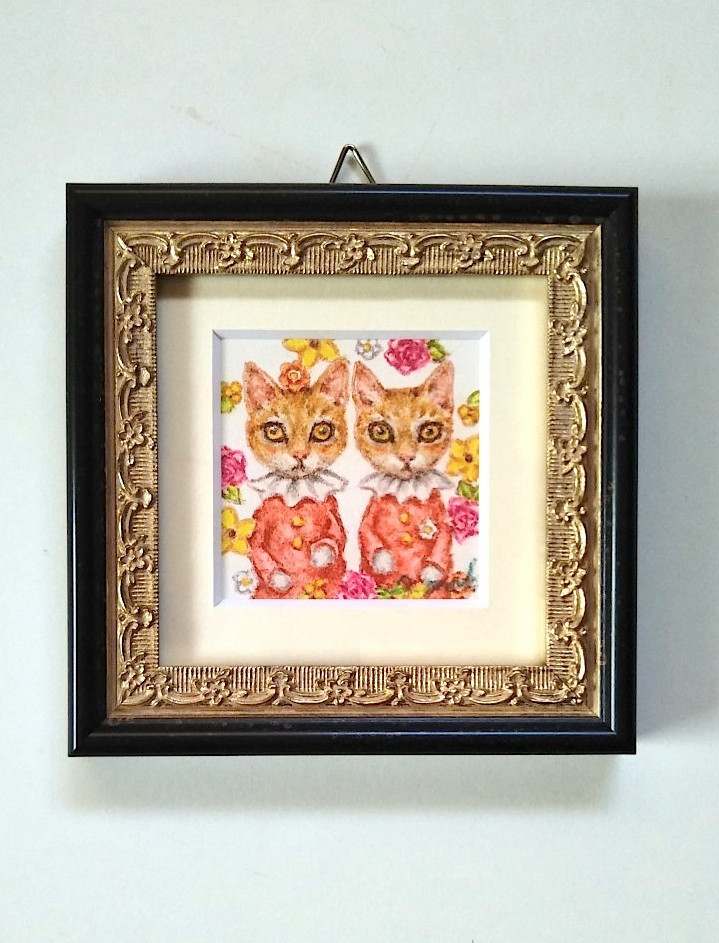 【原画】『南の森を探索する猫たち』（動物画　絵画　パステル画） 原画】『南の森を探索する猫たち』（動物画絵画パステル画）