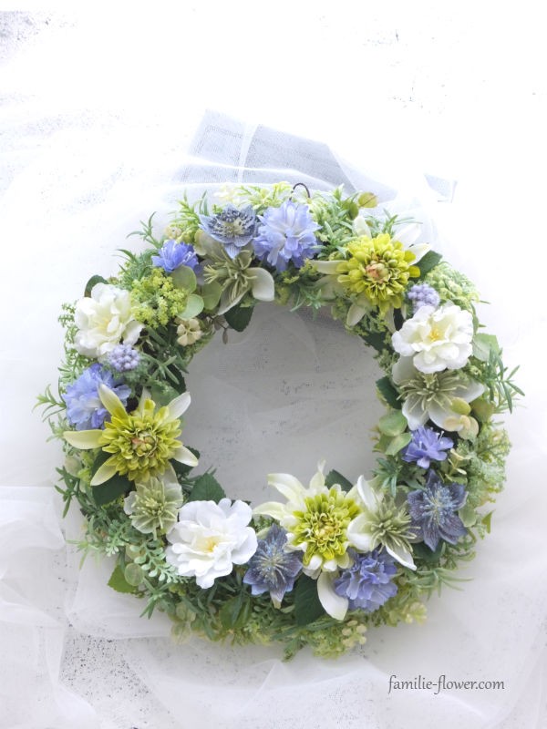 エキナセアと青い花のリース》アーティフィシャルフラワー リース 