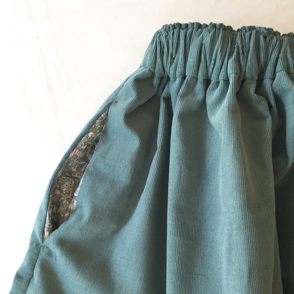 【Itoさまオーダー品】リバティポケットのコーデュロイスカート/スモークブルー/モーブ/130/110 4点セット 2枚目の画像