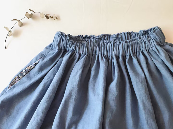 ウィルトシャー/リバティポケットのギャザースカート/オールドブルー/100〜160 9枚目の画像