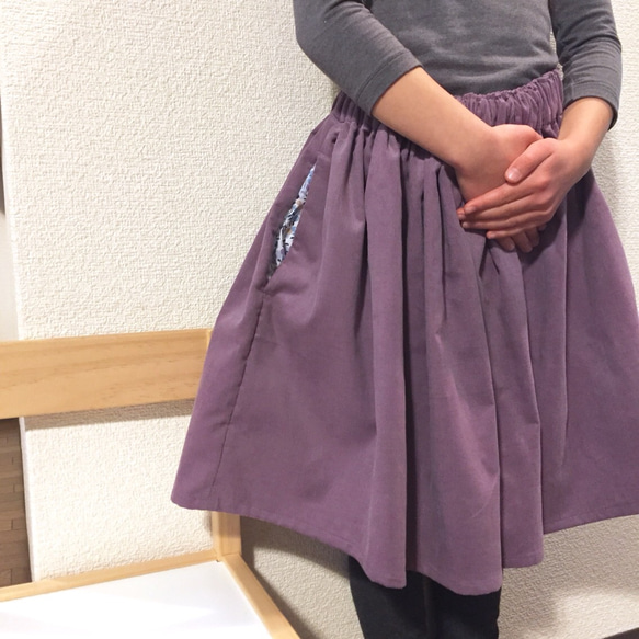 リバティポケットのコーデュロイスカート/スモークピンク/100〜160 10枚目の画像