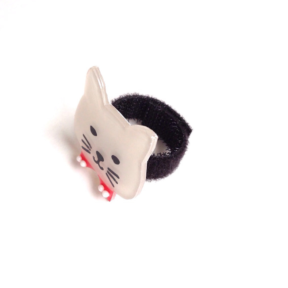白猫のアンブレラマーカー【蝶ネクタイ】コードクリップ 2枚目の画像