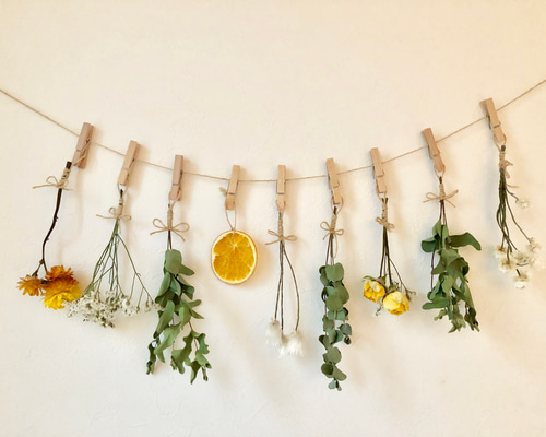 イエロー グリーン ホワイト系♡ドライフラワーガーランド