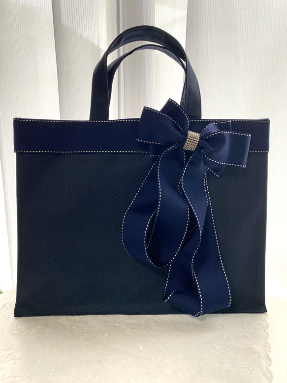 極美品』スワニー ルバンド リボンテープアクセント トートバッグ