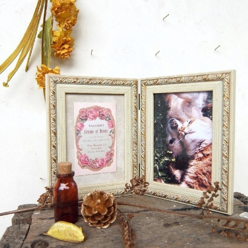 3way ＊フォトフレーム トレイ＊写真立てL判・アンティーク調w/g