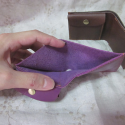 二つ折りミニ革財布　 MW198-01　紫 3枚目の画像