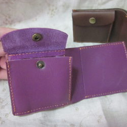 二つ折りミニ革財布　 MW198-01　紫 4枚目の画像