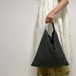 リネンと革のバッグ（Sサイズ・墨） 6枚目の画像