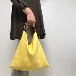 リネンと革のバッグ（Sサイズ・レモン） 1枚目の画像