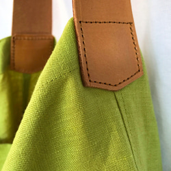 リネンと革のバッグ（Sサイズ・ピスタチオ） 5枚目の画像