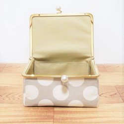 《國內包郵》Gamaguchi BOX Pouch (Dot・Beige×Pearl) 第3張的照片