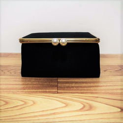 “國內免費送貨” Gamaguchi BOX袋（黑色x珍珠） 第2張的照片