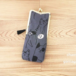 錢包筆盒（插圖貓，灰色） 第1張的照片