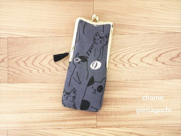 錢包筆盒（插圖貓，灰色） 第1張的照片