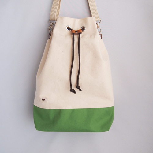 帆布の巾着トートバッグ　ジョリーフルール　コラコラver 帆布の巾着トートバッグ ジョリーフルール コラコラver 帆布の