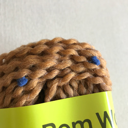 【Pom Pom Wool 】No. 3 キャメル×ブルー ポンポンウール ダルマ毛糸 手編み 極太 編物 4枚目の画像