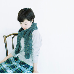 【Pom Pom Wool 】No. 3 キャメル×ブルー ポンポンウール ダルマ毛糸 手編み 極太 編物 6枚目の画像