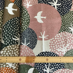 カットクロス15綿麻キャンバス【ハミングバード】ピンク&モカ2枚セットはぎれハギレ 4枚目の画像