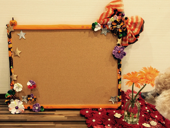 ハロウィン つまみ細工 コルクボード(L) タペストリー・壁掛け 0273