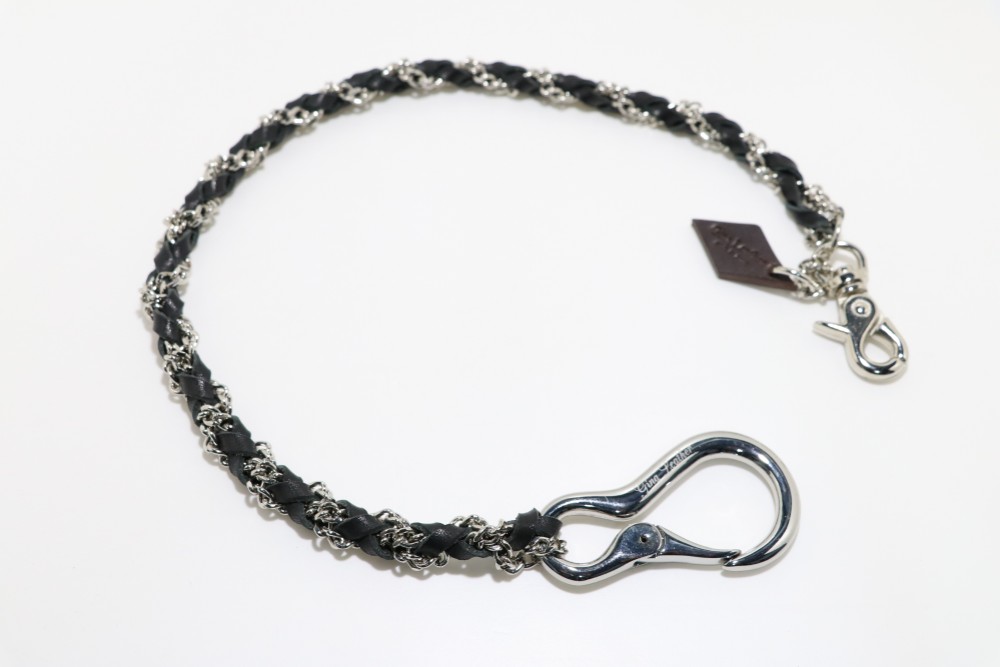 レザー&チェーンウォレットロープ　ブラック