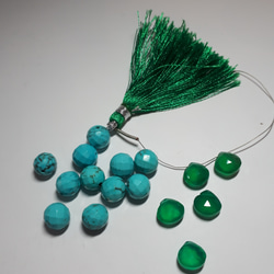 【免費送貨】法國流蘇天藍色綠松石珠寶鑰匙扣 第4張的照片