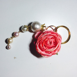 【畢業與入學慶典】草莓粉色純棉珍珠首飾鑰匙扣 第3張的照片
