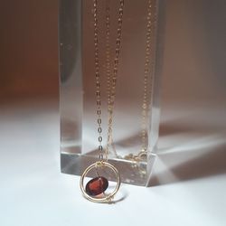 【受験生限定　送料無料】k10 赤いバラ色　宝石質ガーネット　ネックレス 2枚目の画像