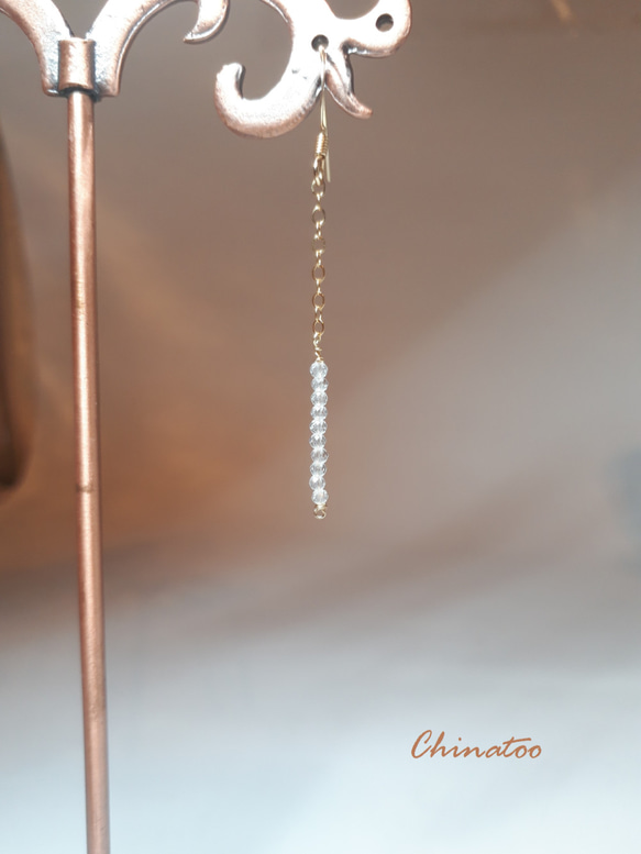 2018年【新春/夏】珠寶白托帕石14kgf鍊式耳環 第3張的照片