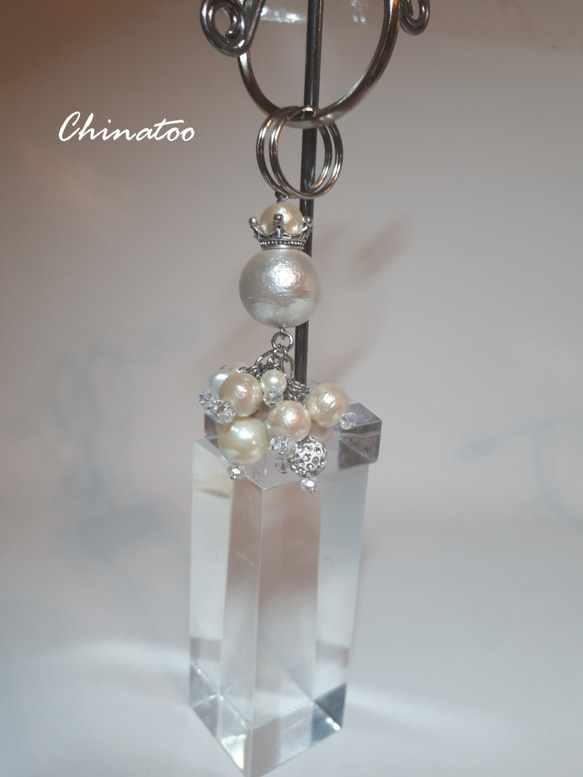 珍珠混合飾品鑰匙扣[白色] 第4張的照片
