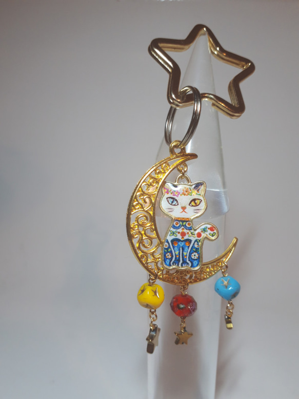 法國製造的珠子時尚貓鑰匙圈 第6張的照片