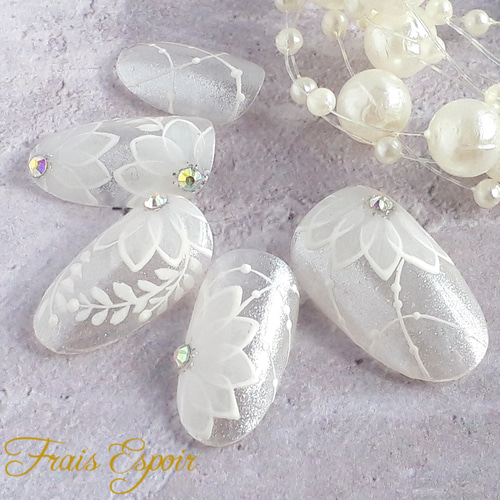 白のブライダルネイル （ ブライダル ブライダルネイル 結婚式