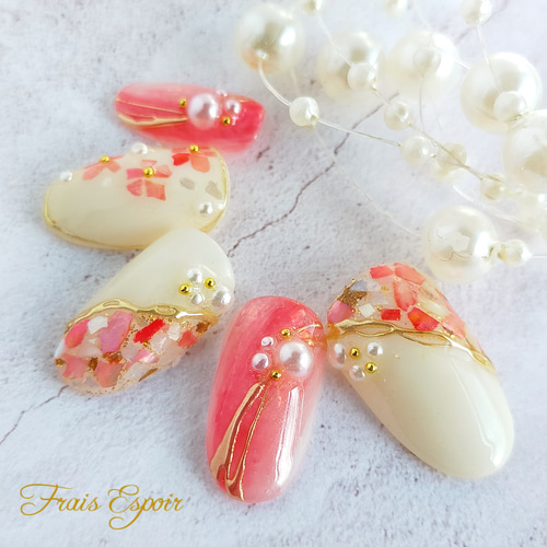 即日発送/フリーサイズ さくら ネイルチップ 現品 No.265 ネイルチップ 