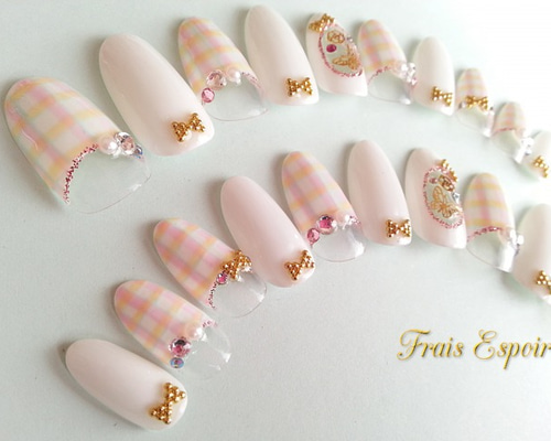 チェックリボン ネイルチップ 12ae8e3cfa7a28ccbef6c77bd51331