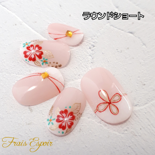 水引きリボンの和装ネイル （成人式 和装 和柄 振袖 前撮り ブライダル