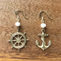 Marine earrings [freshwater pearl] 1枚目の画像