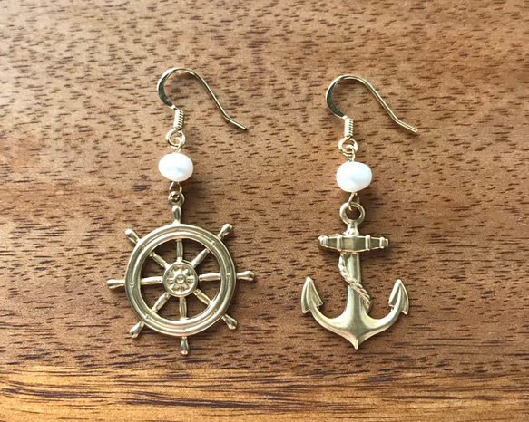 Marine earrings [freshwater pearl] 1枚目の画像