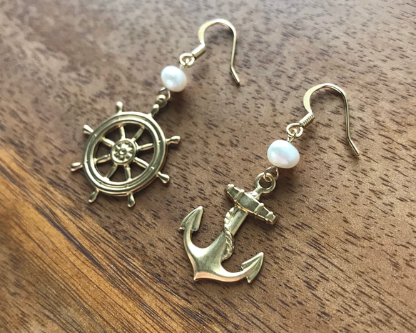 Marine earrings [freshwater pearl] 2枚目の画像