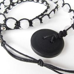 wrap bracelet (black ornament, white jade) 3枚目の画像