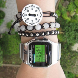 wrap bracelet (black ornament, white jade) 4枚目の画像